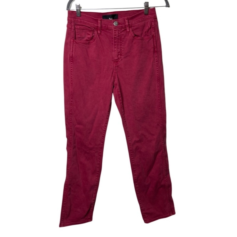 3x1 NYC Womens High Rise Slim Stevie Straight Leg Jeans Hot Pink Denim